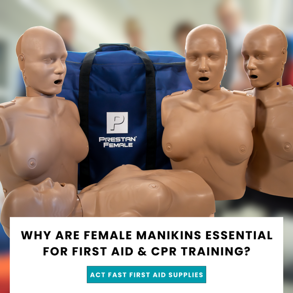 4 female manikins for learning about first aid and life saving CPR on women