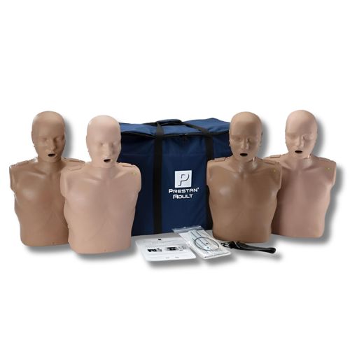 PRESTAN Professional adult  CPR training manikins with feedback monitor, 4-pack, for first aid and CPR training, diversity pack - 2 medium-skin and 2 dark-skin