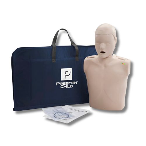 PRESTAN Professional child CPR training manikin with feedback monitors, single for first aid and CPR training, medium-skin