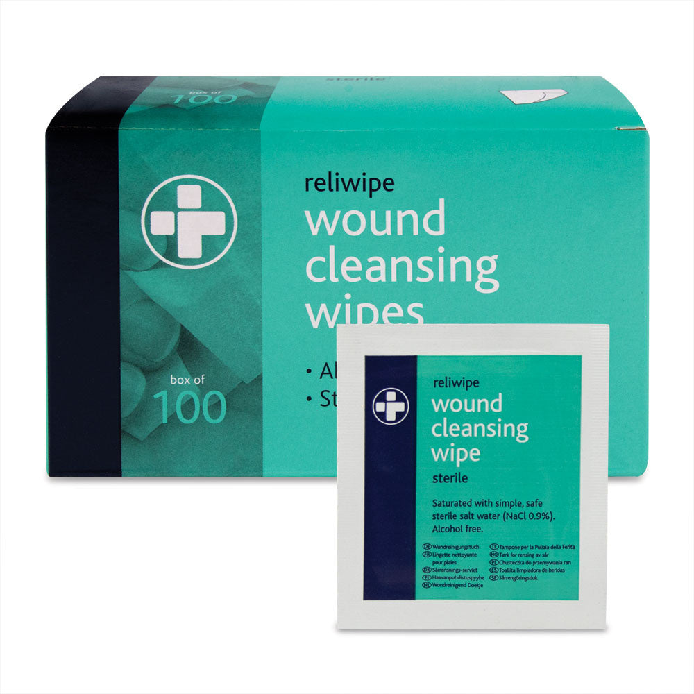 Reliwipe Saline Wound Cleansing Wipes – Box of 100
