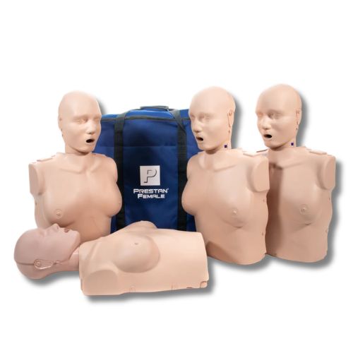 PRESTAN Professional adult female CPR training manikins with feedback monitor, 4-pack, for first aid and CPR training, medium-skin