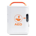 Mediana A16 Core HeartOn semi-automatic AED defibrillator unit with electrode pads and clear instructions, designed for emergency cardiac response and resuscitation.