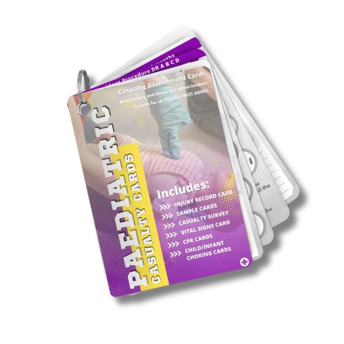 A6 Paediatric First Aid Casualty Cards designed to report injury and illness in schools and education settings, including child and infant coking and CPR