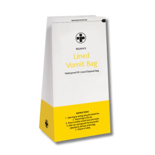 Disposable paper vomit bags for medical, travel, emergency use and first aid kits