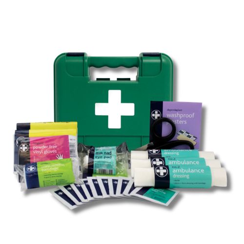 Small Motokit First Aid Kit for Public Service Vehicles including coach and mini bus in green box