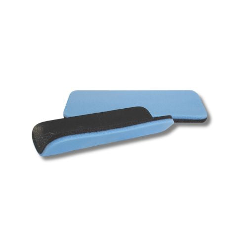 Traumafix mouldable finger splint shaped around a finger, showing secure support and immobilisation for finger injuries such as sprains and fractures.