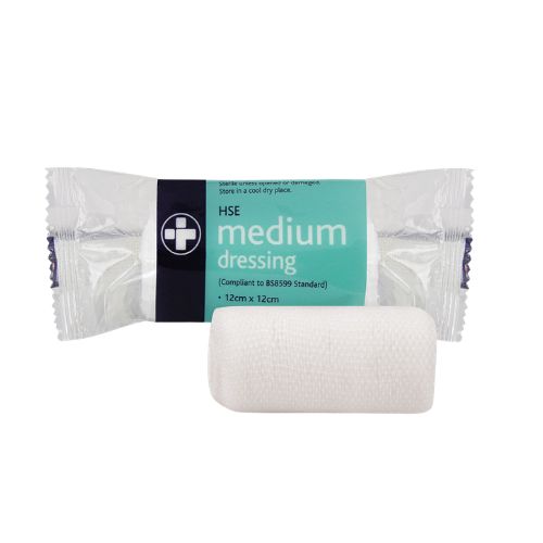 Medium HSE first aid dressing 12cm x 12cm sterile wound dressing for workplace and emergency first aid kits
