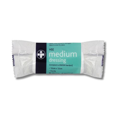 Medium HSE first aid dressing 12cm x 12cm sterile wound dressing for workplace and emergency first aid kits