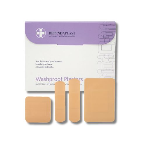 Dependaplast – Washproof Plasters – Assorted – Pale – Box of 100 for wound care and first aid