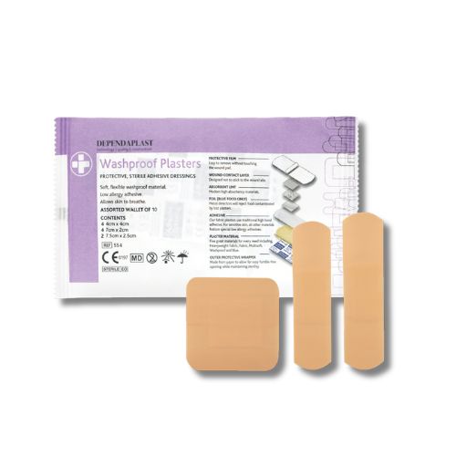 Dependaplast – Washproof Plasters – Assorted – Pale – Wallet of 10 for minor cuts and grazes