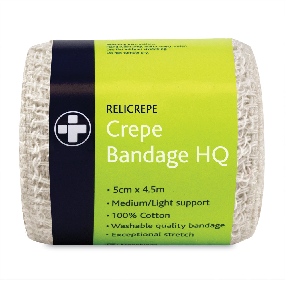 Relicrepe Crepe Bandage HQ – 5.0cm x 4m for minor injuries and sprains