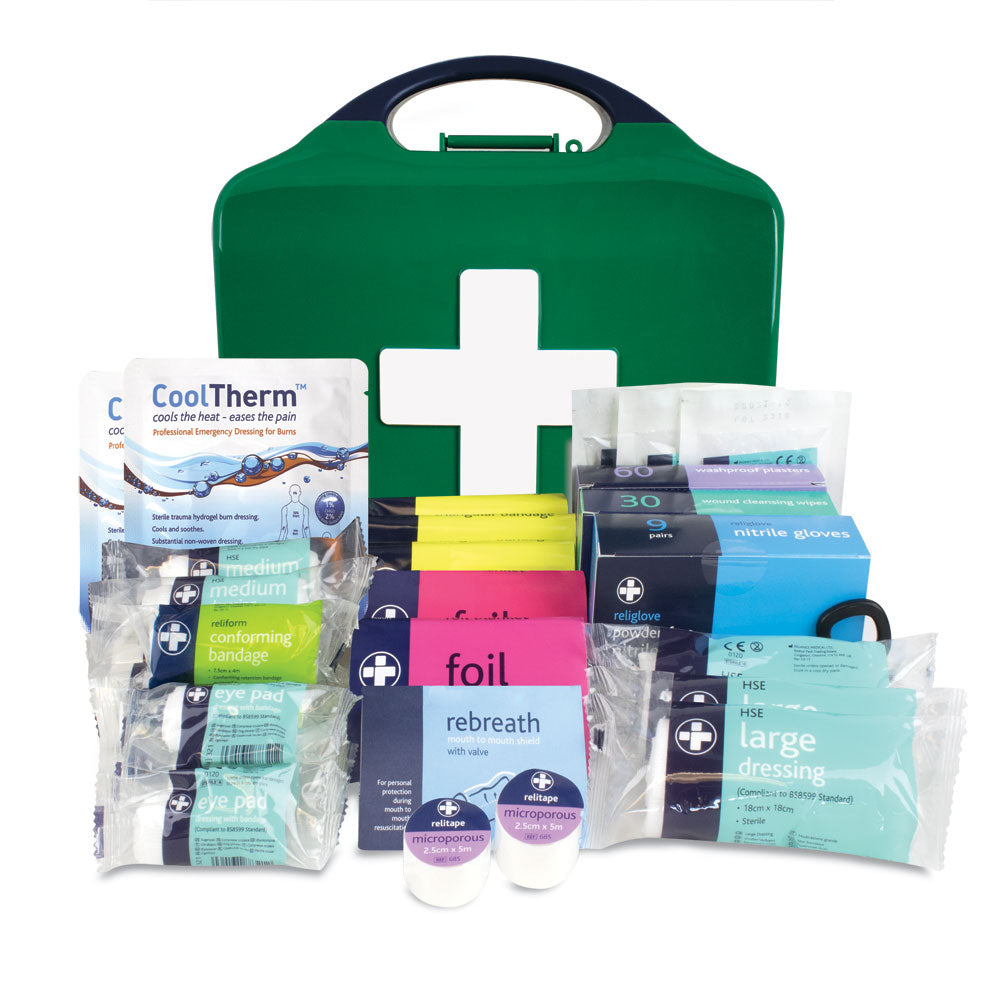 contents of School First Aid Kit - Aura3 Box - medium for primary and secondary schools, preschools and nurseries