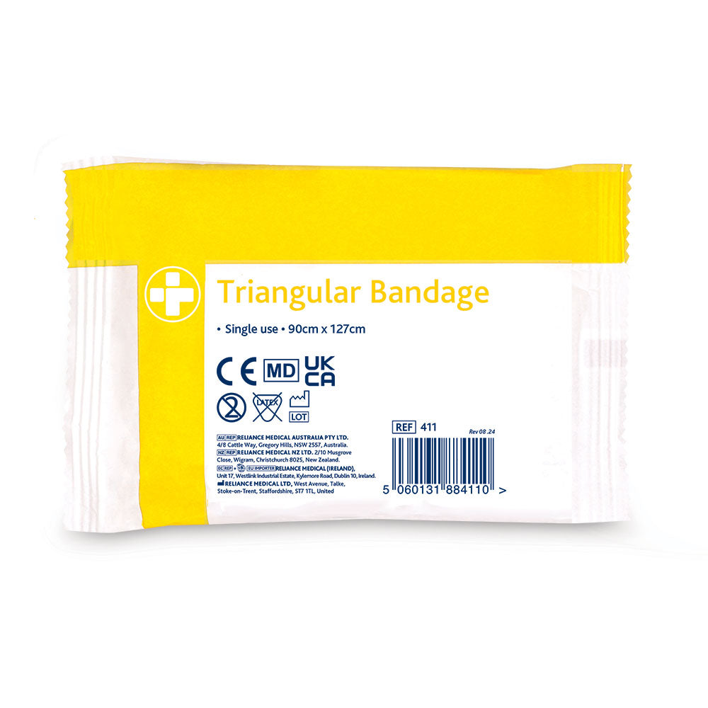 Disposable triangular bandage 90 x 127cm for arm slings, injury support, and first aid kits
