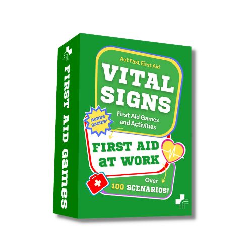 first aid card games and activities with over 100 scenarios in playing cards style box